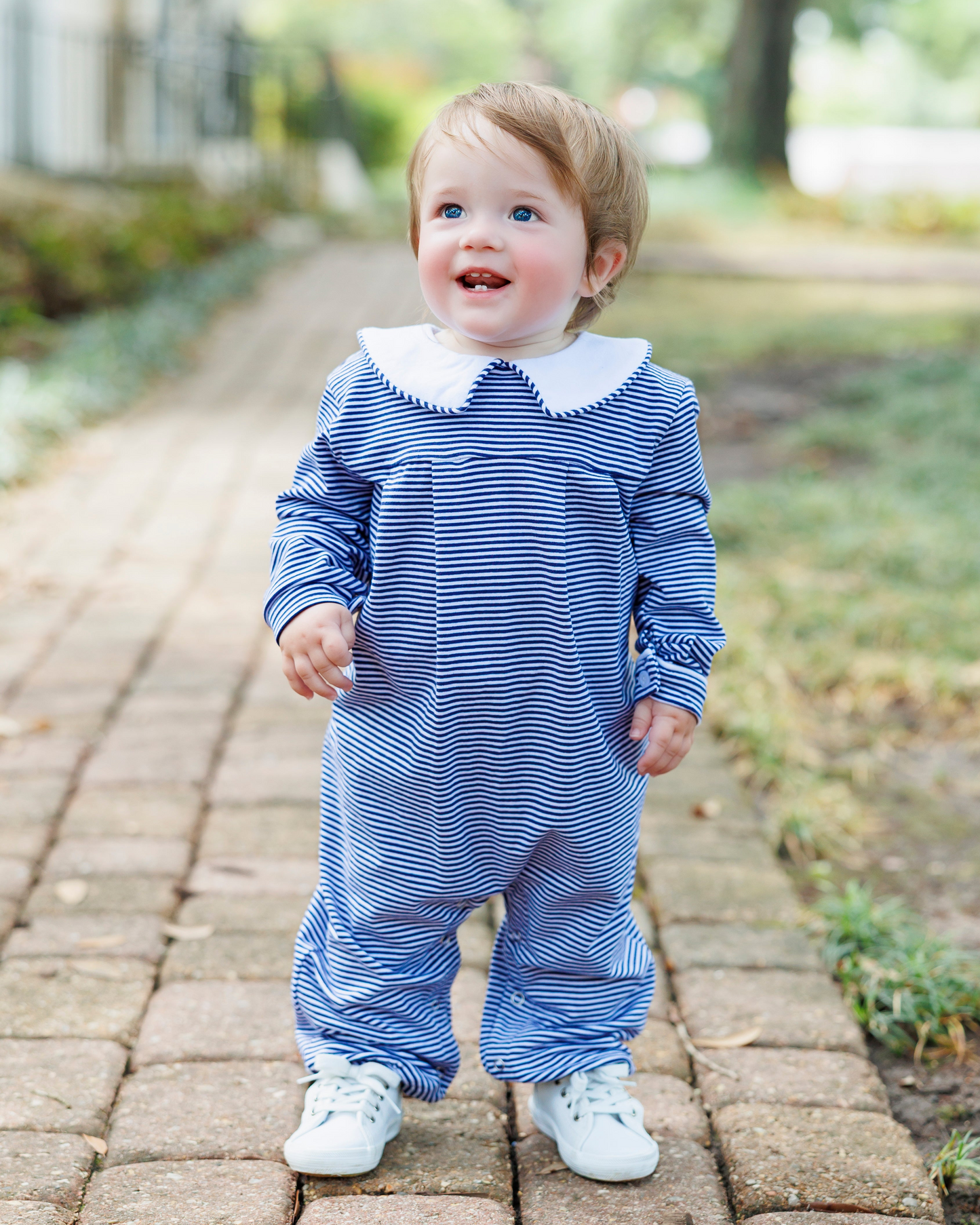 Henry Romper- Navy Stripe