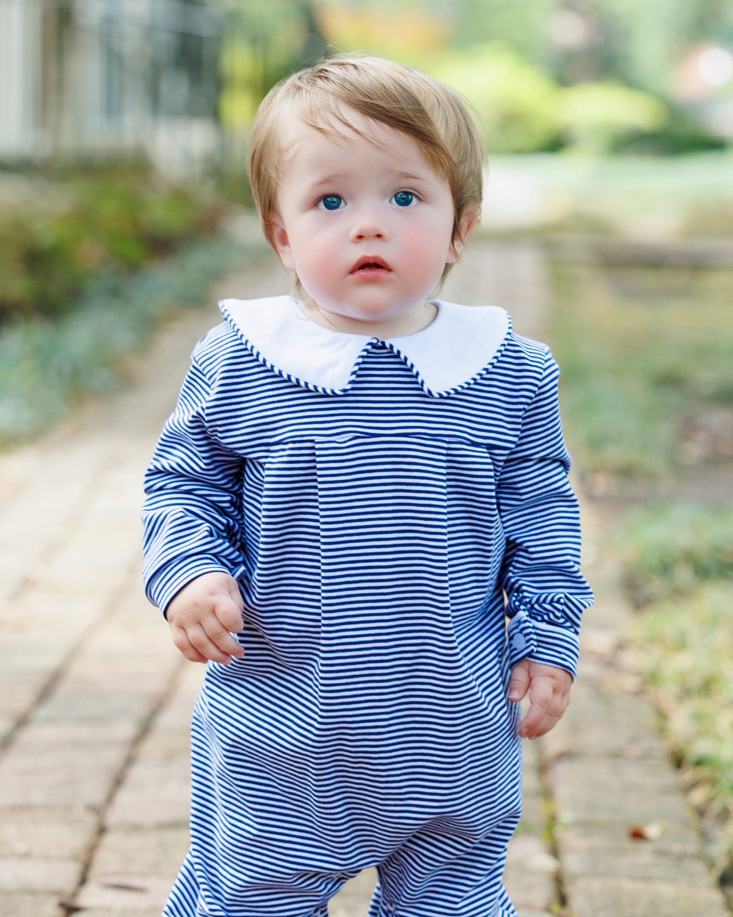Henry Romper- Navy Stripe