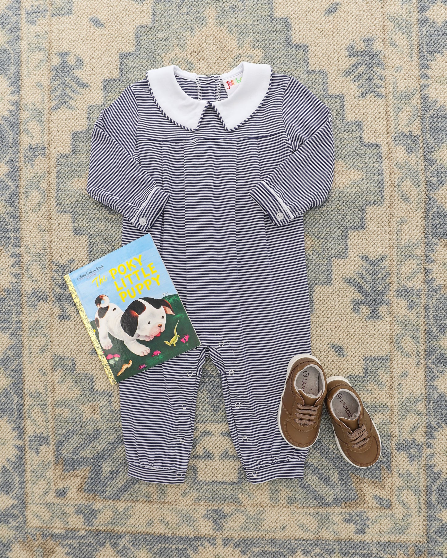 Henry Romper- Navy Stripe