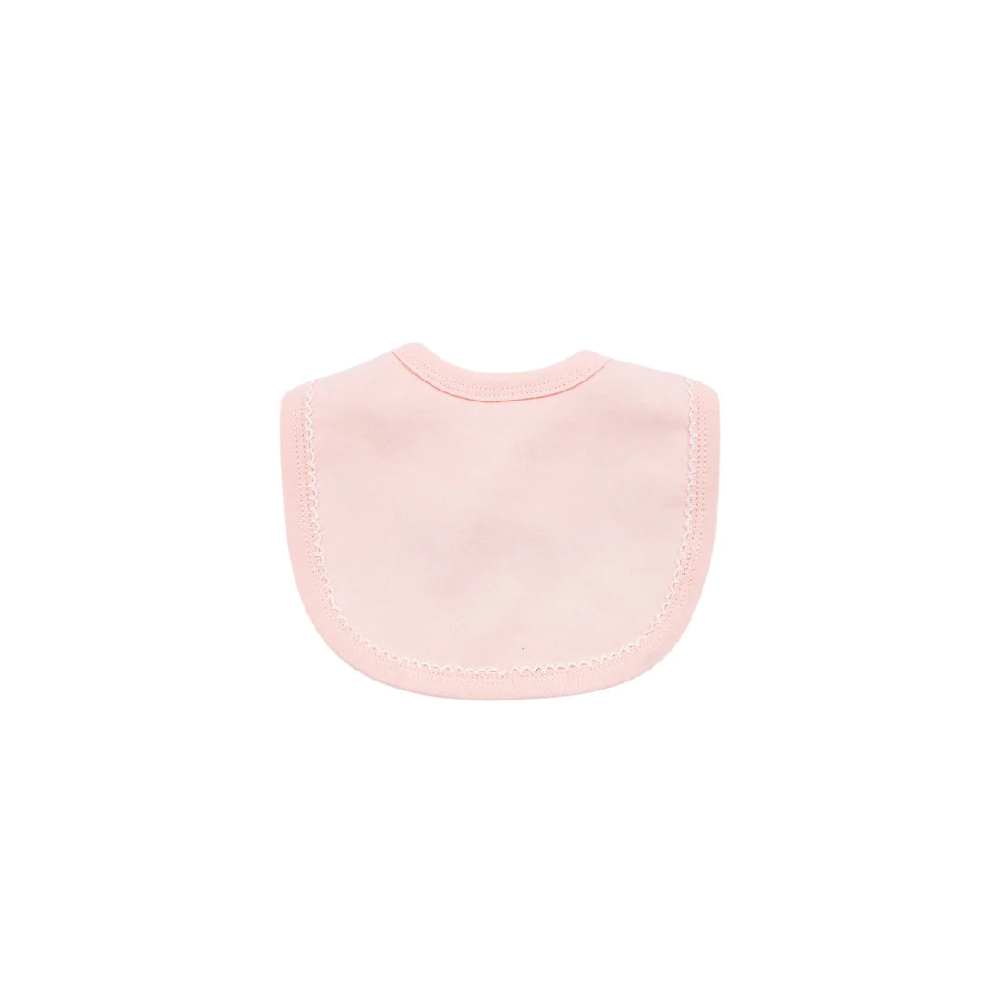 Picot Trim Bib & Burp Cloth Set