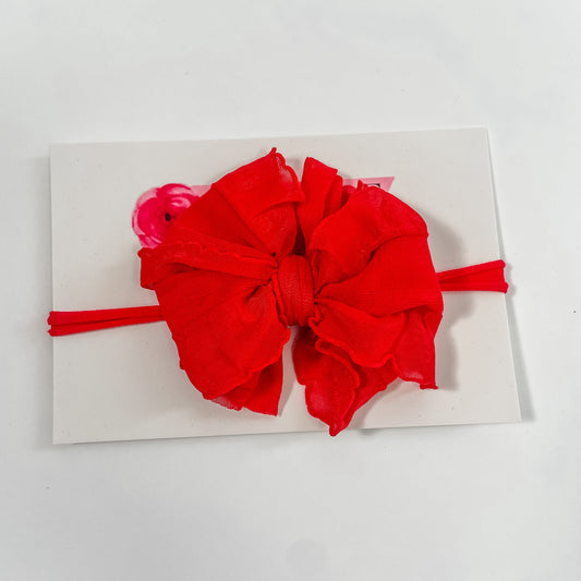 Skinny Mini Ruffled Headband | Bright Red