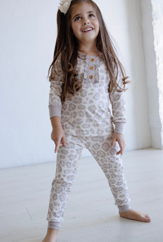 Natural Leopard | Two Piece Bamboo Pajama Set
