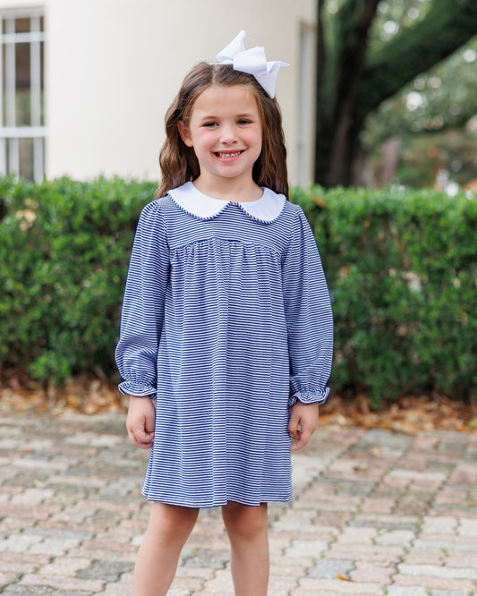 Lottie Dress- Navy Stripe