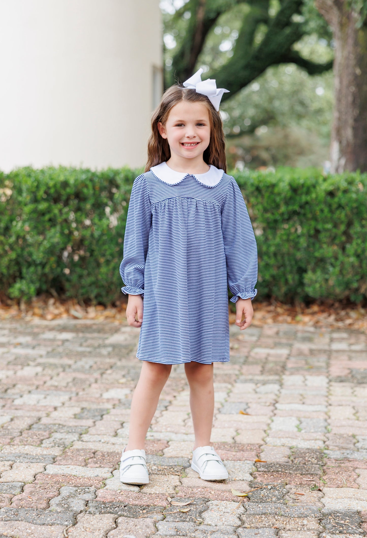 Lottie Dress- Navy Stripe
