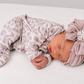 Natural Leopard | Ruffle Bamboo Baby Zip Footie
