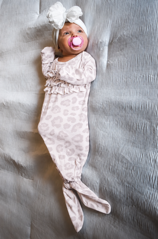 Natural Leopard | Ruffle Knot Gown