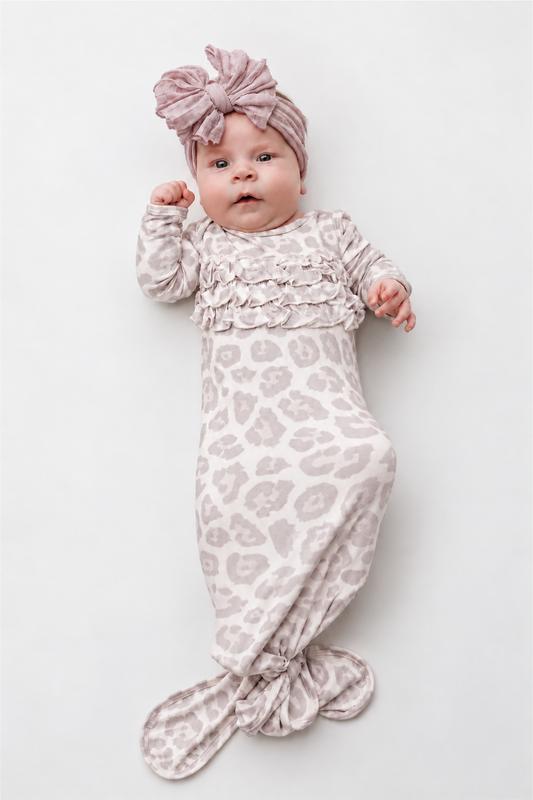 Natural Leopard | Ruffle Knot Gown