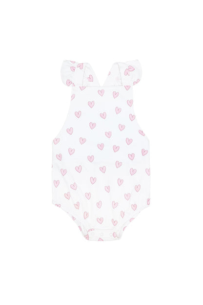 Pink Heart Print Ruffle Bubble