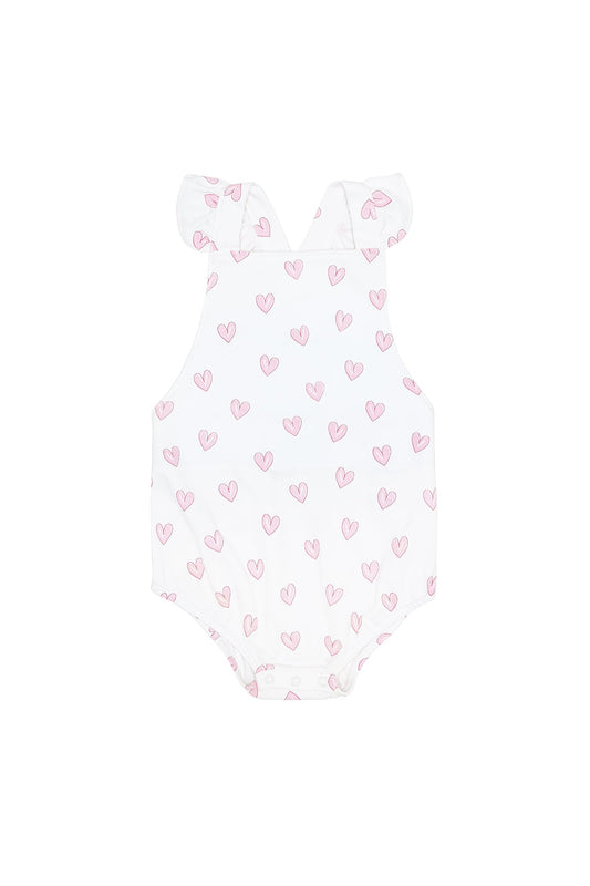 Pink Heart Print Ruffle Bubble