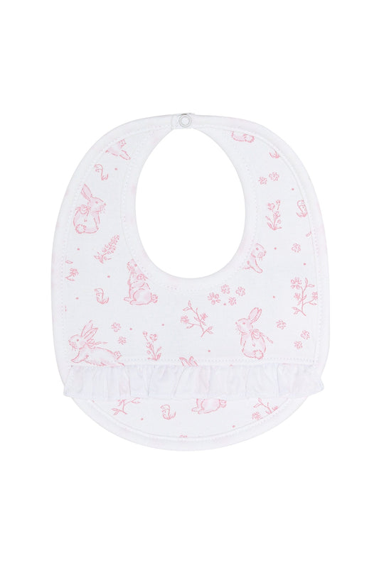 Pink Bunny Toile Bib