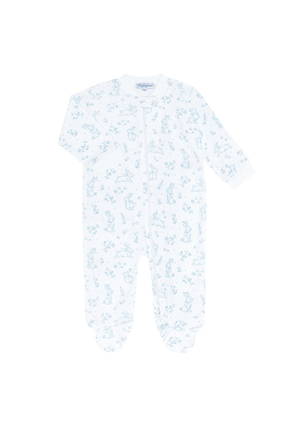 Blue Bunny Toile Zipper Footie