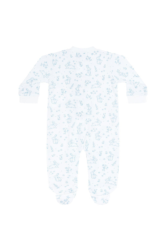 Blue Bunny Toile Zipper Footie