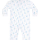 Blue Puppy Love Print Romper long sleeve