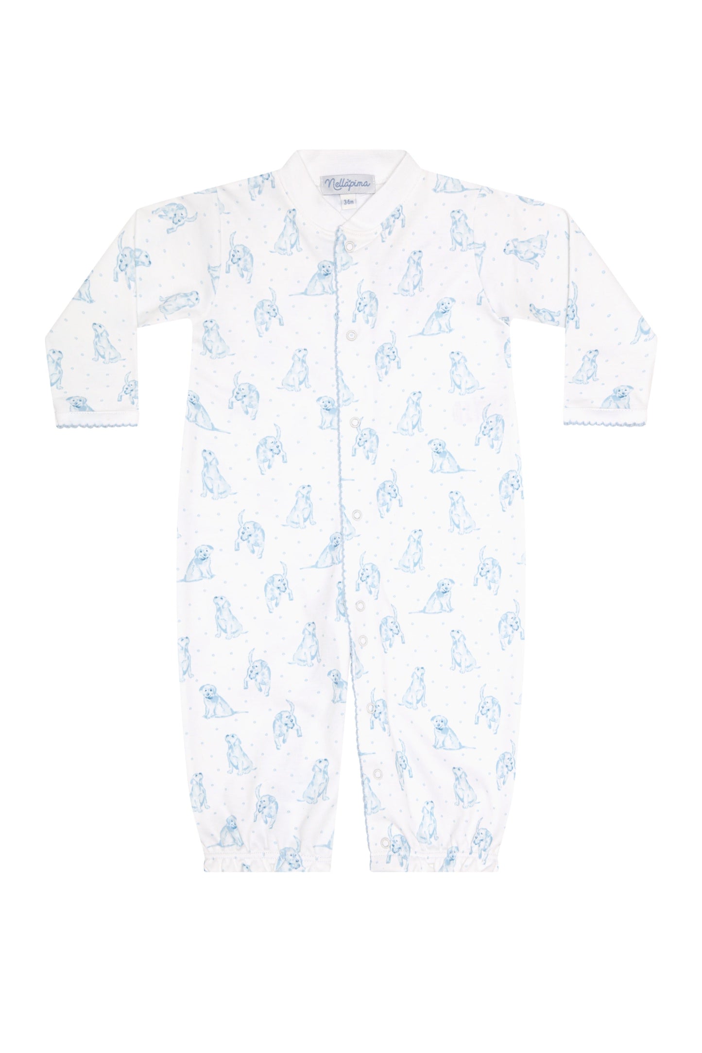 Blue Puppy Love Print Converter Gown