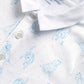 Blue Puppy Love Print Romper long sleeve