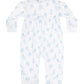 Blue Puppy Love Print Smocked Footie