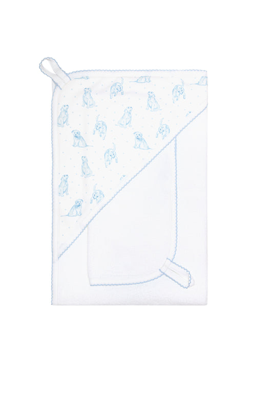 Blue Puppy Love Print Towel