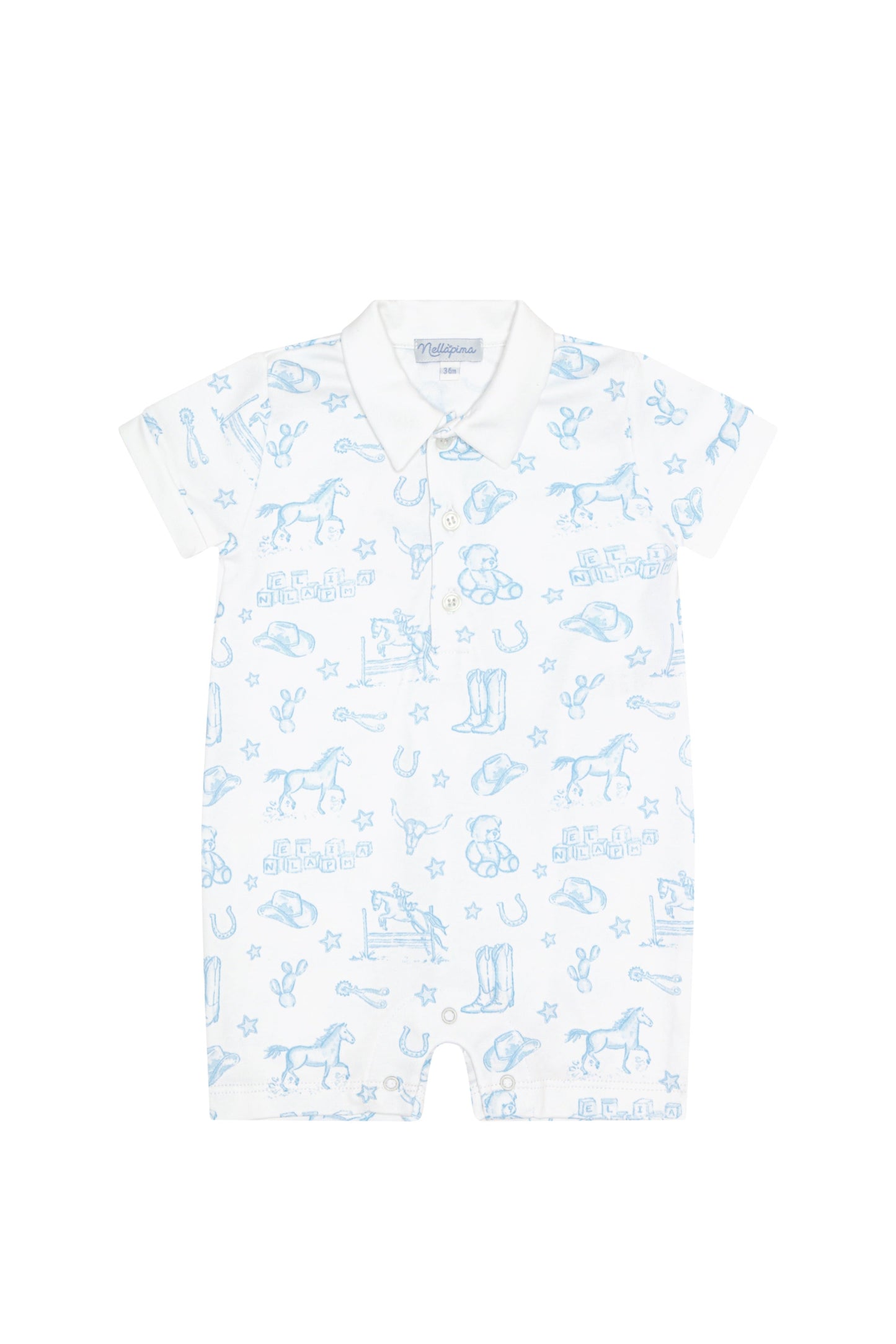 Blue Lone Star Toile Romper