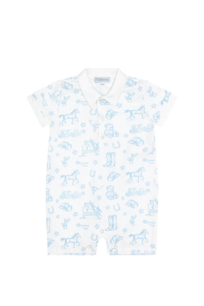 Blue Lone Star Toile Romper