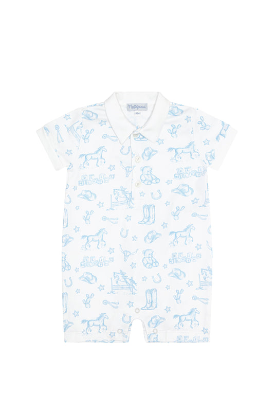 Blue Lone Star Toile Romper