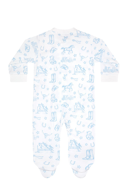 Blue Lone Star Toile Zipper Footie
