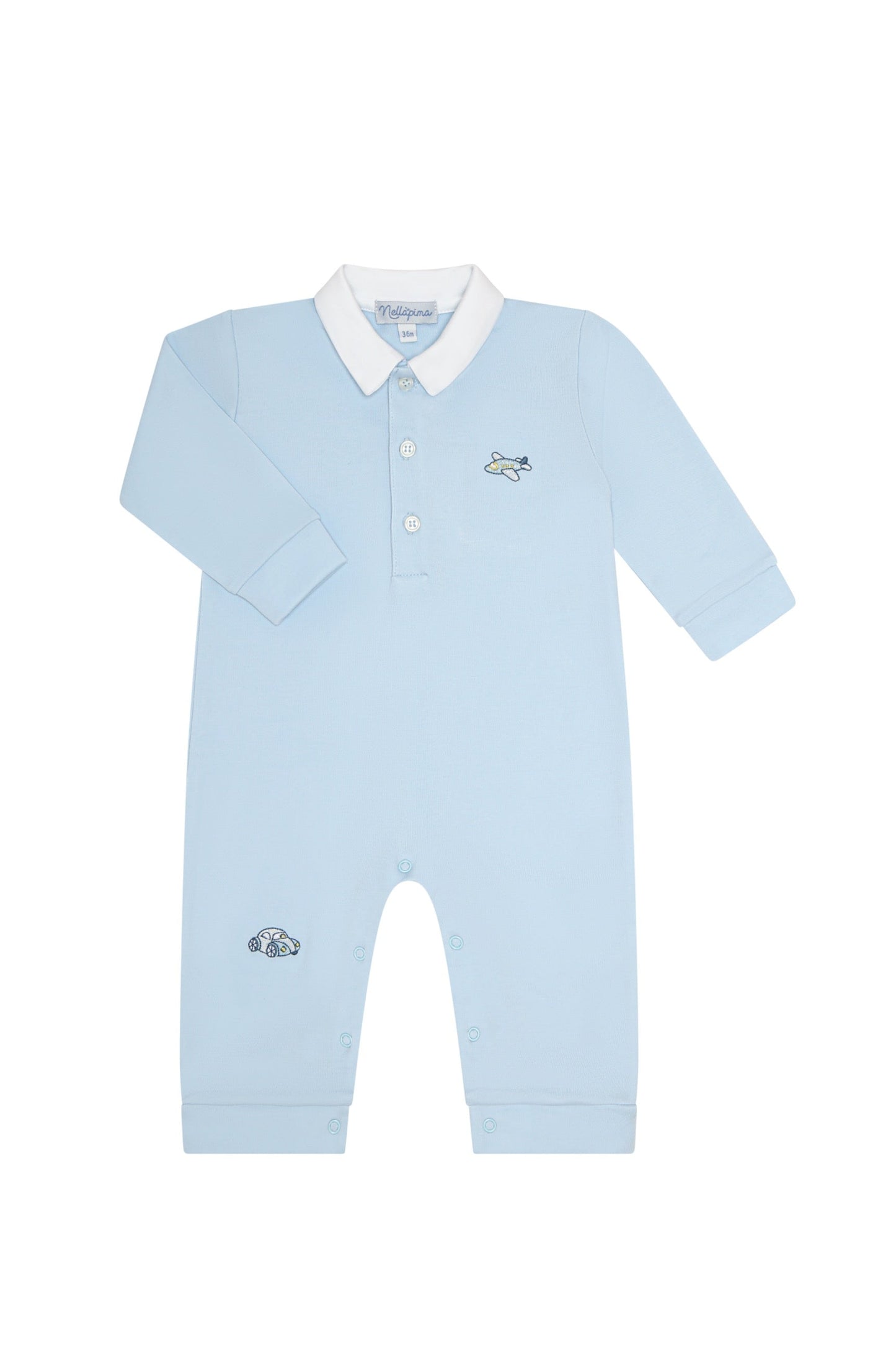 Mini Voyages Embroidery Romper LS