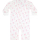 Pink Puppy Love Print Zipper Footie