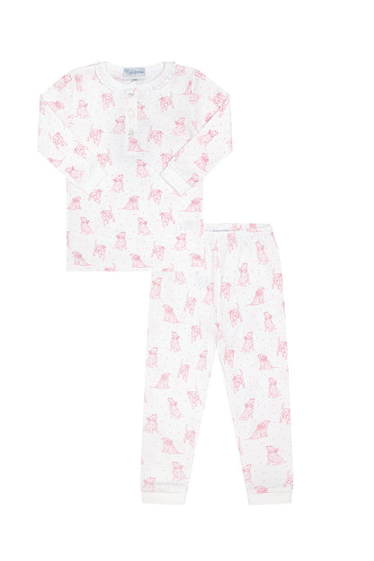 Pink Puppy Love Print Pajamas