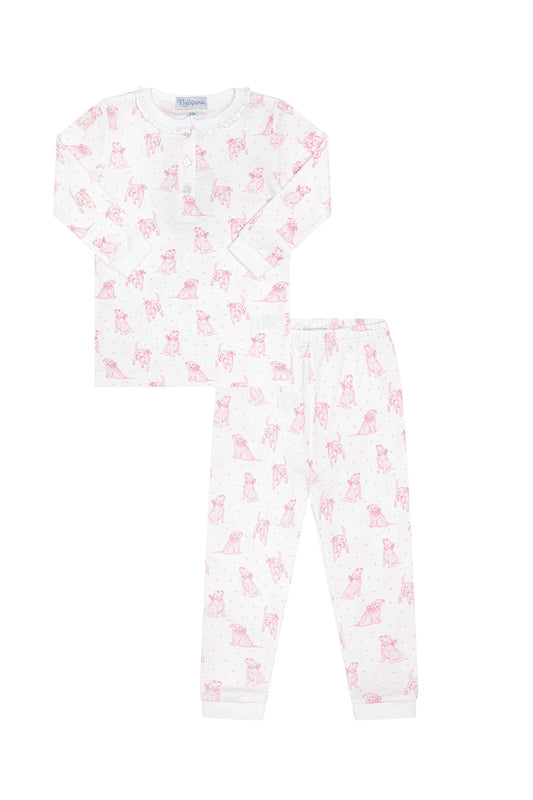 Pink Puppy Love Print Pajamas