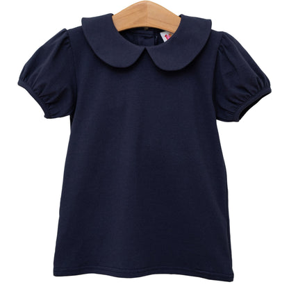 Peter Pan Collar Top- Navy