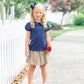 Peter Pan Collar Top- Navy