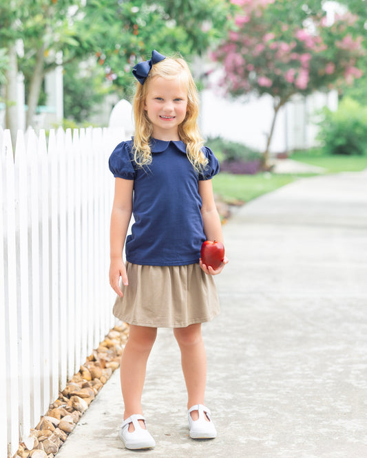 Peter Pan Collar Top- Navy