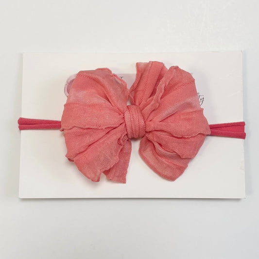 Pink Grapefruit | Skinny Mini Nylon Ruffled Baby Headband