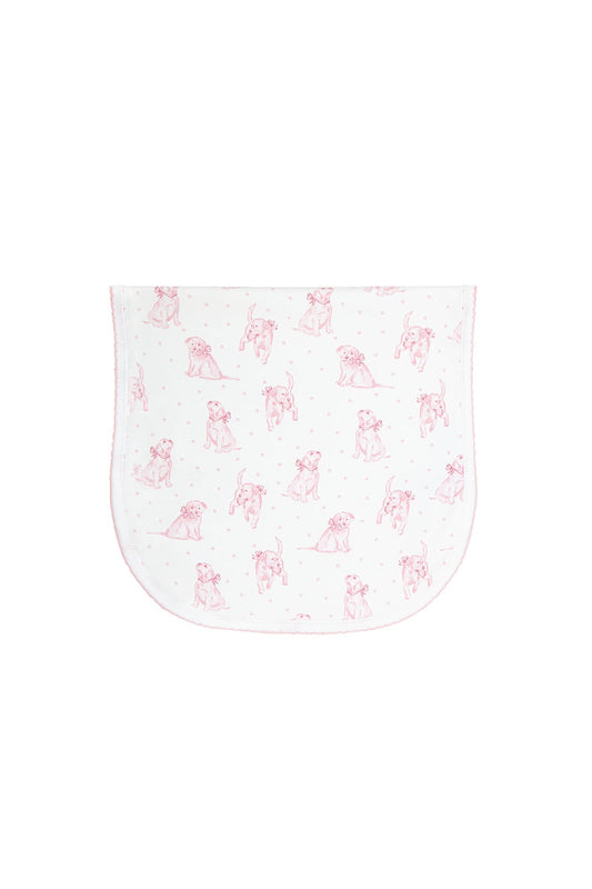 Pink Puppy Love Print Burp Cloth