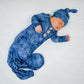 Denim Print | Knot Gown & Hat Set