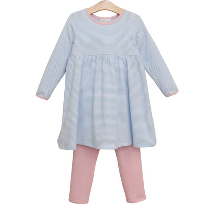 Sadie Pants Set- Light Blue Stripe/Light Pink