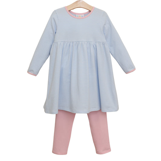 Sadie Pants Set- Light Blue Stripe/Light Pink