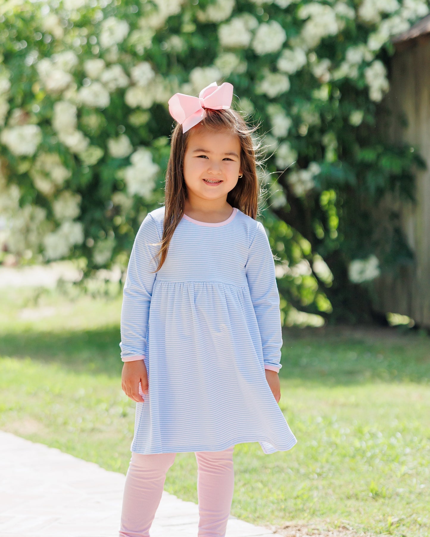 Sadie Pants Set- Light Blue Stripe/Light Pink