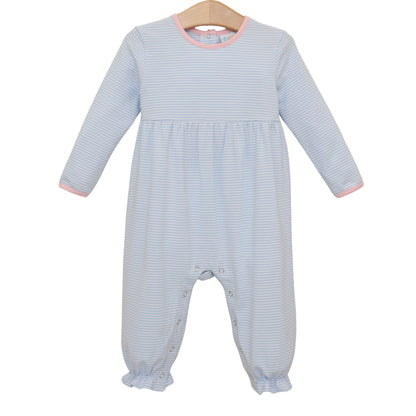 Sadie Romper- Light Blue Stripe/Light Pink