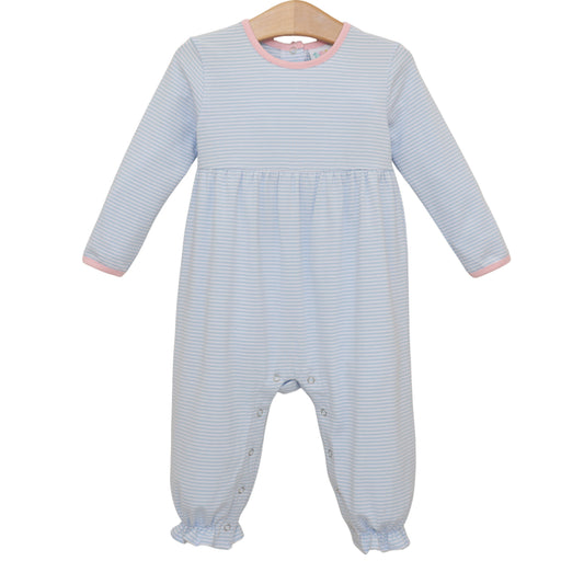 Sadie Romper- Light Blue Stripe/Light Pink