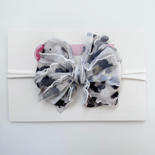 Skinny Mini Ruffled Headband | Leopard White