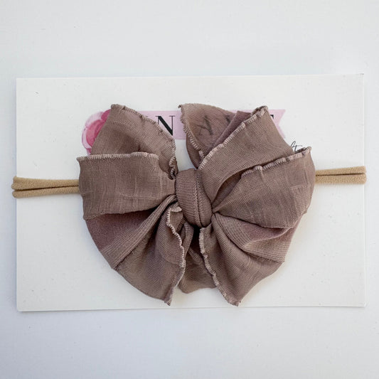 Skinny Mini Ruffled Headband- Mocha