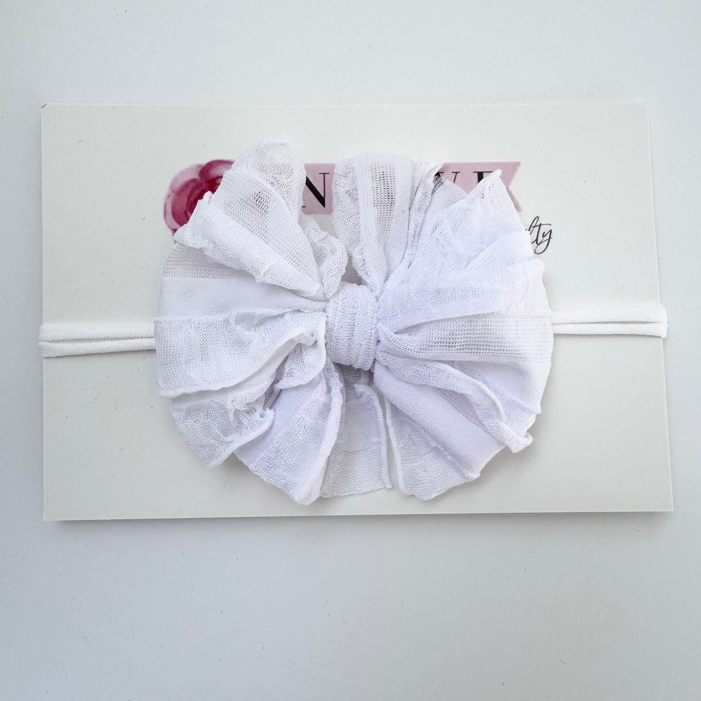 Skinny Mini Ruffled Headband | White
