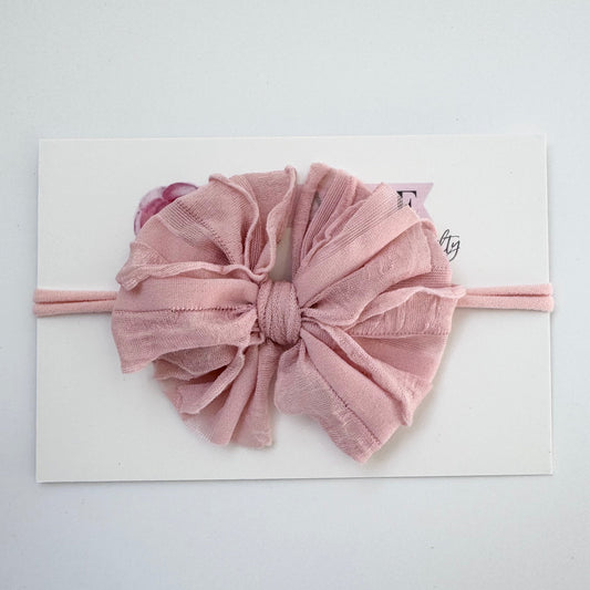 Skinny Mini Ruffled Headband- Paris Pink