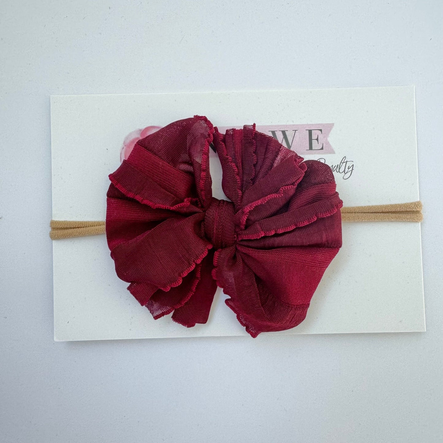 Skinny Mini Ruffled Headband | Maroon