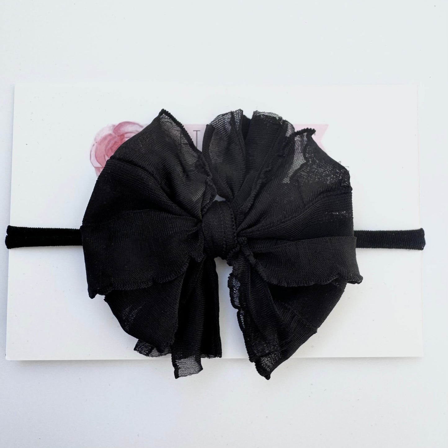 Skinny Mini Ruffled Headband | Black
