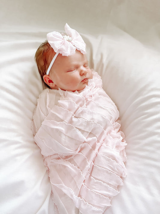 Swaddle Wrap and Skinny Mini Pearl Headband Set