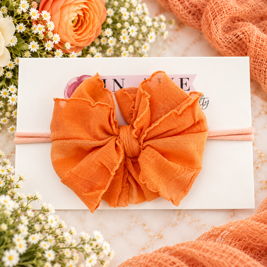 Dreamsicle | Skinny Mini Nylon Ruffled Baby Headband