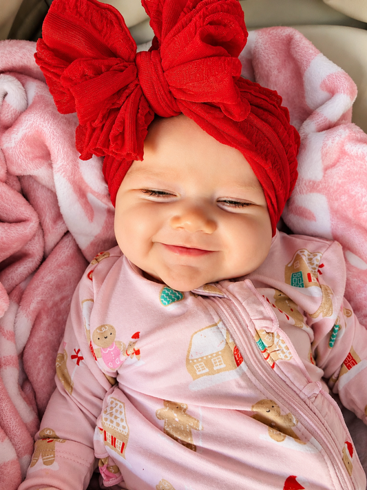 Bright Red | Signature Ruffled Baby Headband