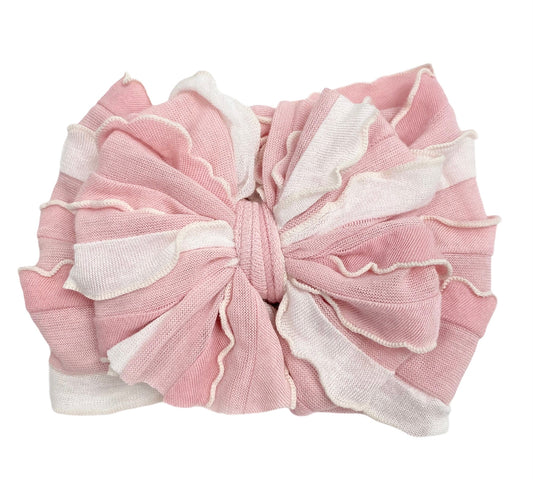 Ruffled Headband- Tickled Pink Stripe